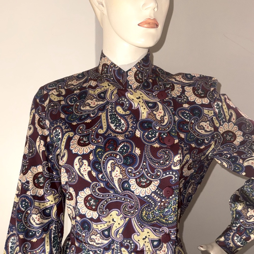 Vintage 80s Schrader Paisley Secretary Dress - Picture 12 of 17